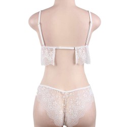 white Lace Temptation 2pcs Bralette Lingerie Set