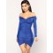 Blue Drawstring Adjustable Fashion Tight-fitting Dress