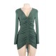 Olive Green Drawstring Adjustable Fashion Tight-fitting Dress Olive Green Drawstring Adjustable Fashion Tight-fitting Dress