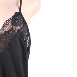 Black Lace Spliced Sexy Sling Teddy