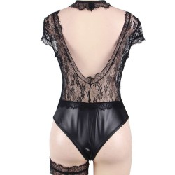 Black Floral Eyelashes Lace Teddy