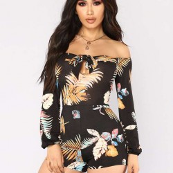 Drop Shoulder Print Jumpsuit