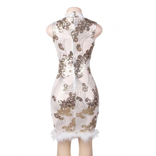 Sequin White Mesh Tight Dress Sequin White Mesh Tight Dress