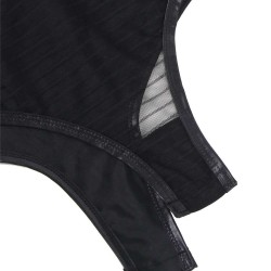 Black Lace Leather Stitching Teddy