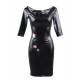Plus Size Black Off-Shoulder Embroidery Leather Dress Plus Size Black Off-Shoulder Embroidery Leather Dress