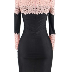 Plus Size Long Sleeve Off-Shoulder Fashion Lace Dress