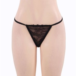 Plus Size Elegant black lace straps Babydoll Set