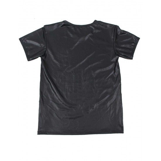 Men's Leather Underwear Short Sleeve T-shirt Undershirt Lingerie Top Men's Leather Underwear Short Sleeve T-shirt Undershirt Lingerie Top