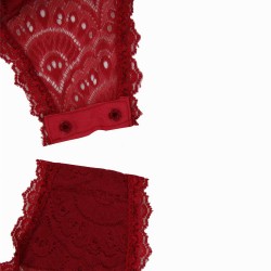 Exquisite Peacock pattern Lace Teddy With Steel Ring 