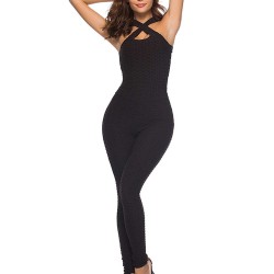 Black Sexy backless one-piece yoga fitness pants