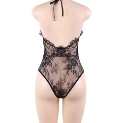 Black Deep V Exquisite Lace Teddy