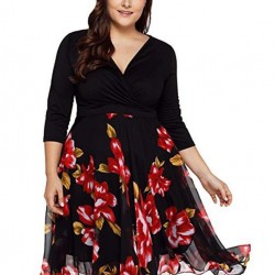Plus Size Elegant Knee-length Floral Dress