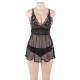 Black Elegant Backless Fly-away Babydoll Black Elegant Backless Fly-away Babydoll