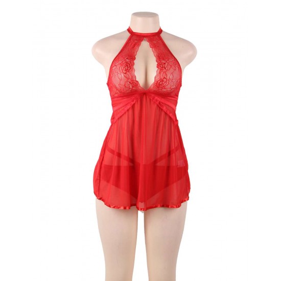 Elegant Red Lace backless Sexy Babydoll Elegant Red Lace backless Sexy Babydoll