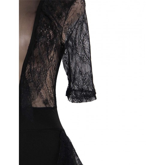 Black Lace Half-length Sleeve Jumpsuit Black Lace Half-length Sleeve Jumpsuit