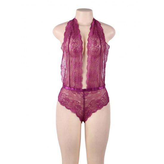 Purple Deep V Exquisite Lace Teddy Purple Deep V Exquisite Lace Teddy