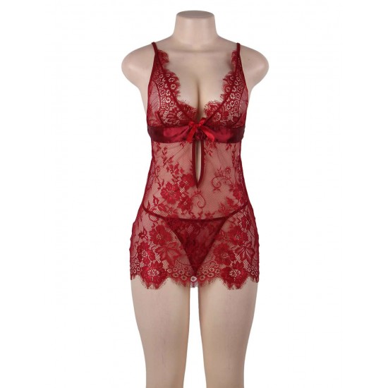 Red Eyelash Lace Sexy Babydoll Red Eyelash Lace Sexy Babydoll