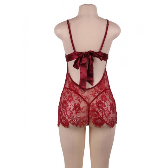 Red Eyelash Lace Sexy Babydoll Red Eyelash Lace Sexy Babydoll