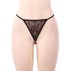 Plus Size Black lace Deep V Collar Babydoll