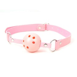 Pink Soft Open Breathable Leather Mouth ball Gag SM