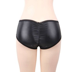Plus Size Leather Lift Hip Black Panty