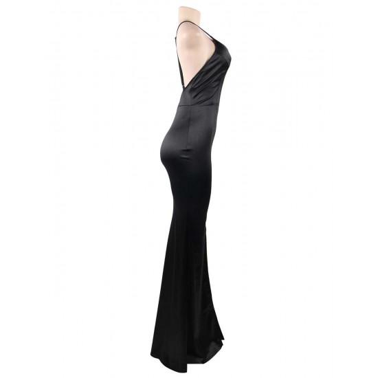 Black Elegant Halter Satin Slim Maxi Dress Black Elegant Halter Satin Slim Maxi Dress