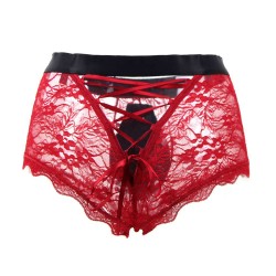 Sexy Red Lace Strappy Panty For Men