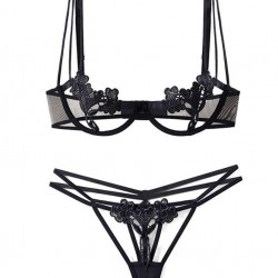 Black Elegant Embroidery Fashion Bra Set