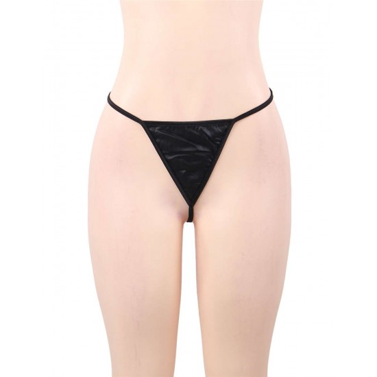 Personality Black Leather Open Garter Jumpsuit Personality Black Leather Open Garter Jumpsuit