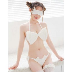 White Cute Bow Velvet Bra Set White Cute Bow Velvet Bra Set