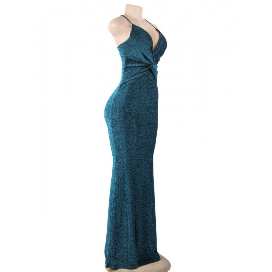 Blue Elegant Halter sparkly Slim Evening Dress Blue Elegant Halter sparkly Slim Evening Dress