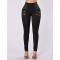 Elastic Thin Leg Zipper Design Leggings Solid Mid-calf Leggings Pants