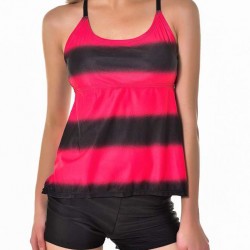 Plus Size Red Striped Print Sexy Summer Women Swimsuit