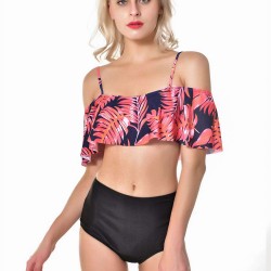 High Waist Off-The-Shoulder Sexy Summer Women's Bikini Set