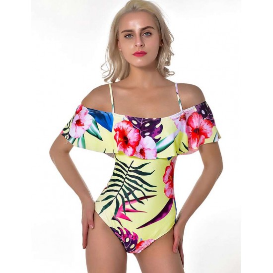 Free Floral Print Sexy Ruffled Summer Women's One-piece Swimsuit Free Floral Print Sexy Ruffled Summer Women's One-piece Swimsuit