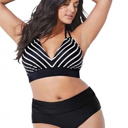 Plus Size Fashion Striped Sexy Summer Women's Bikini Set