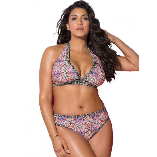 Plus Size Retro Print Sexy Summer Women's Bikini Set Plus Size Retro Print Sexy Summer Women's Bikini Set