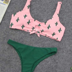 Cute Cactus Printing Sexy Summer Women's Bikini Set