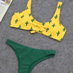 Cute Cactus Printing Sexy Summer Women's Bikini Set