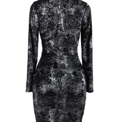 Black Velvet Glitter Long Sleeve Fashion Dress