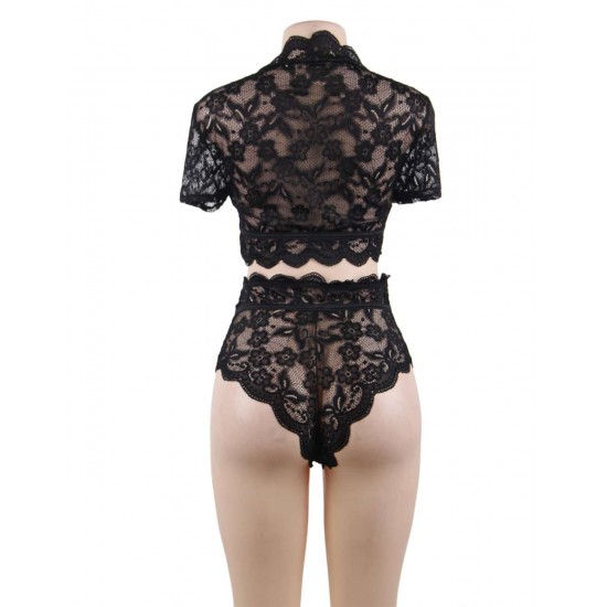 Naughty Sexy Girls High Waist Black Full Lace Bra Panty Underwear Naughty Sexy Girls High Waist Black Full Lace Bra Panty Underwear