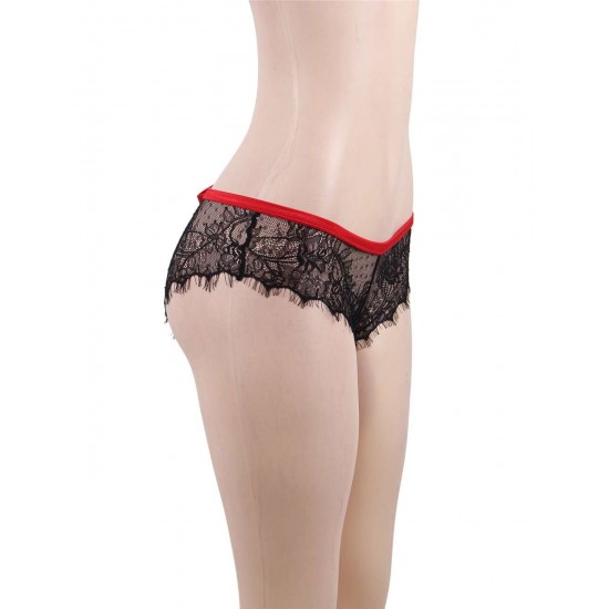 Sexy Black Lace Red Silk Strappy Panty Sexy Black Lace Red Silk Strappy Panty