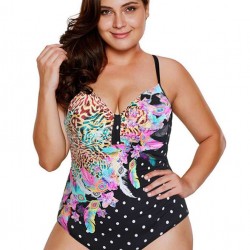 Plus Size Flower Style Women One Piece Swimwear 