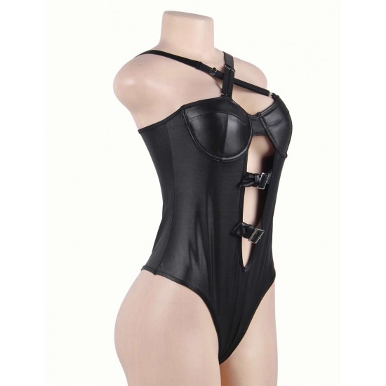Black Leather Women Sexy Teddy Black Leather Women Sexy Teddy