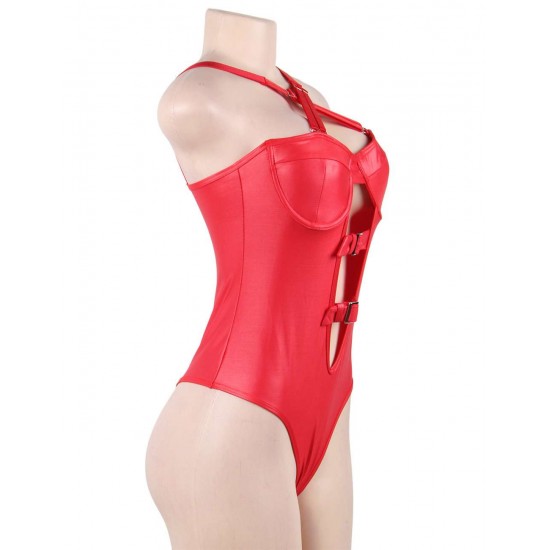 Plus Size Red Leather Women Sexy Teddy Plus Size Red Leather Women Sexy Teddy