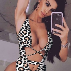 Fashion Leopard Print Sexy One Piece Swimsuit