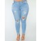 2XL-7XL Plus size  High Quality Big Hip Sexy Girls Chic Shredded Jeans
