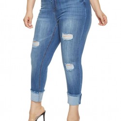 2XL-7XL Plus size  High Quality Big Hip Sexy Girls Chic Shredded Jeans