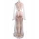 Plus Size Queen White Robe Perspective Sheer Sleepwear With Fur Plus Size Queen White Robe Perspective Sheer Sleepwear With Fur