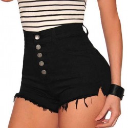 High Waist Summer Denim Fashion Button Washed Shorts